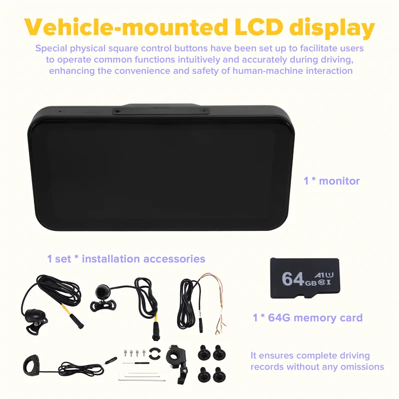 Pantalla CarPlay impermeable para moto con grabación dual - imagen 3