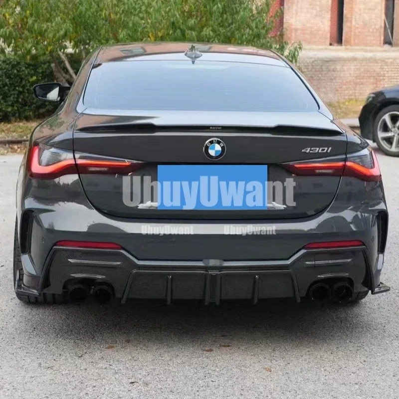 Difusor de alerón de labio de parachoques trasero de coche para BMW 4 Series G22 G23 430i M440i M difusor trasero deportivo con luz de carbono 2020 + - imagen 3
