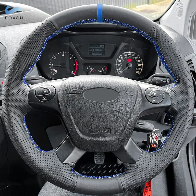 Funda cuero negro Ford Focus 3 C-MAX KUGA Escape 2012-2016 - Tira azul