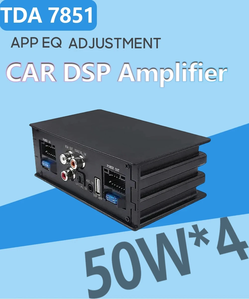 Amplificador DSP para coche FengShiDa con conexiones de audio
