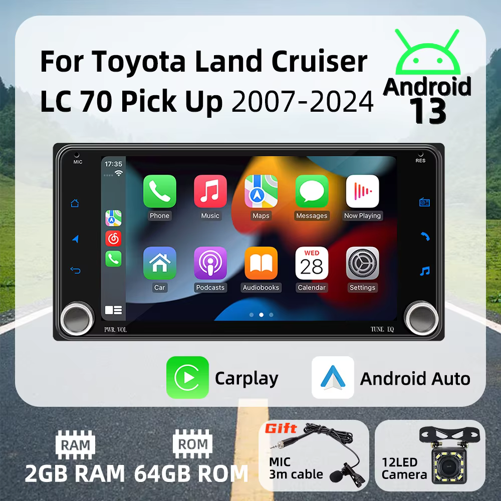Radio 2DIN Android con CarPlay para Toyota Land Cruiser LC70