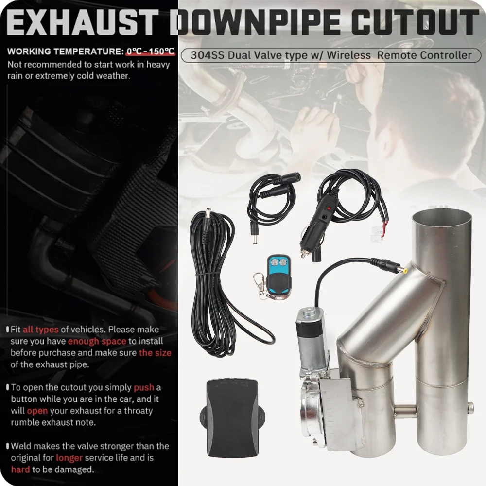 Kit válvula escape eléctrica doble 2,5-3" acero inoxidable corte - imagen 5