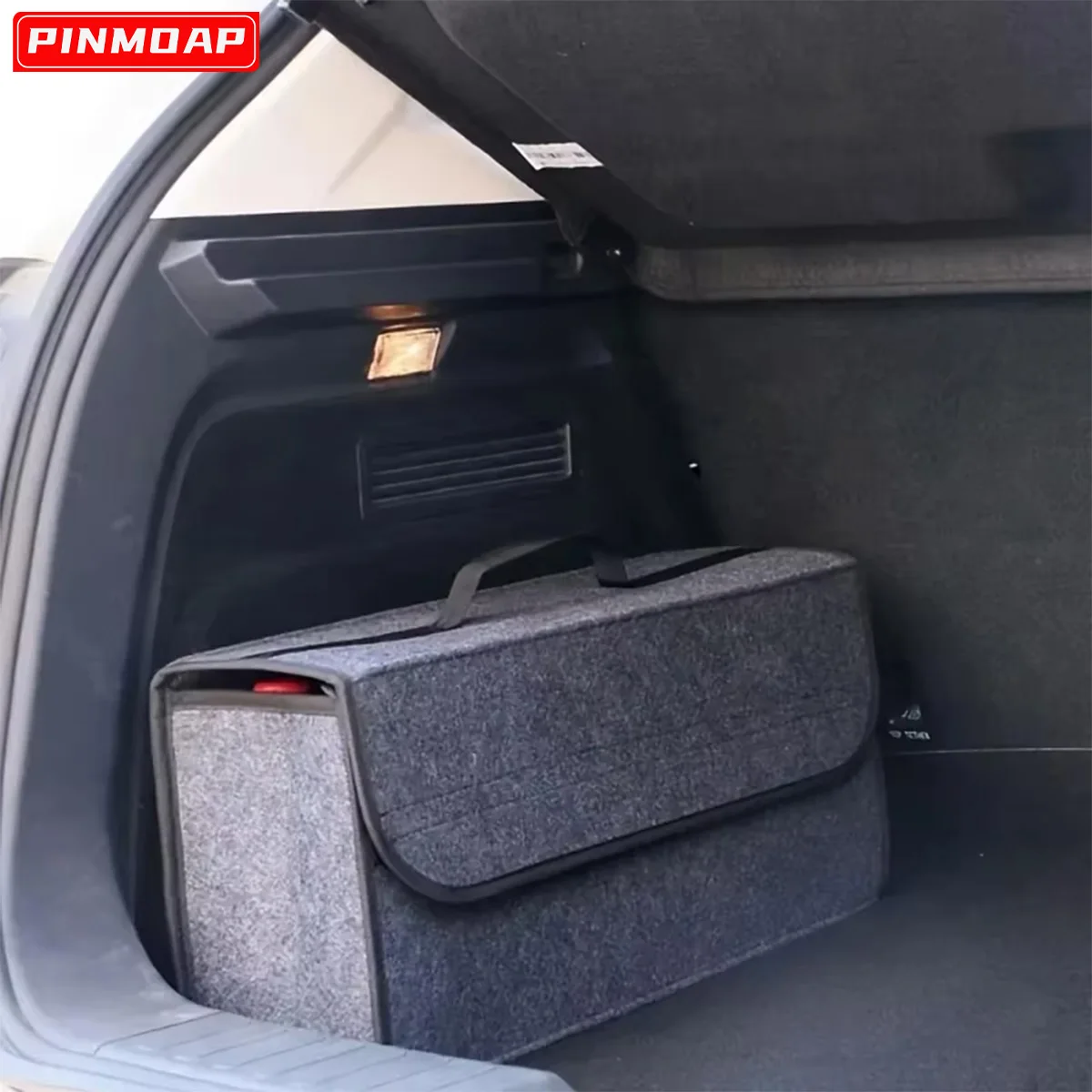 Organizador maletero plegable fieltro – caja almacén coche gris