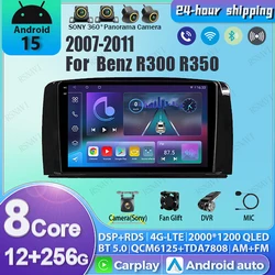 Radio 2DIN Android 15 QLED 2K con CarPlay para Mercedes R300/R350
