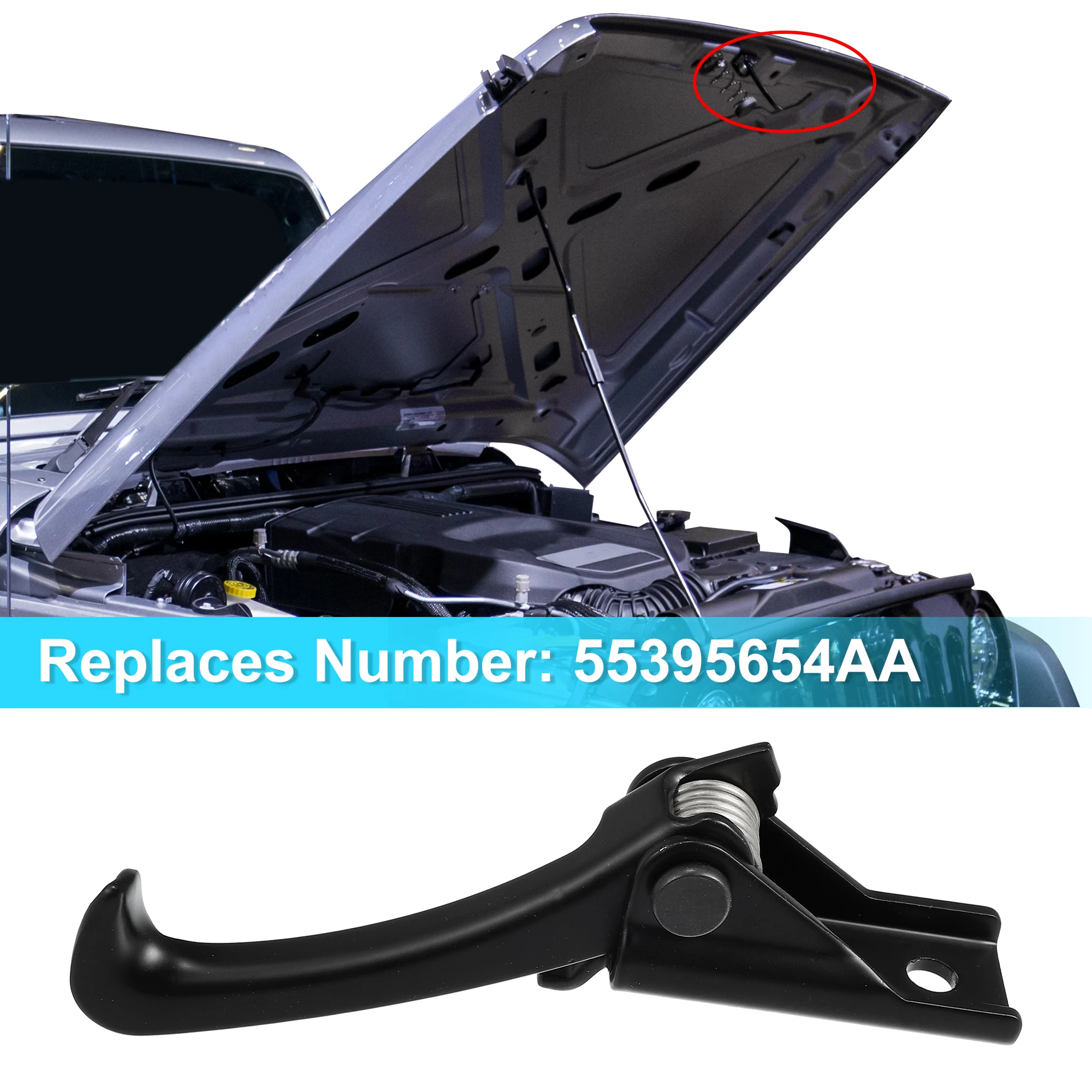 X Autohaux-pestillo de seguridad para capó, gancho de bloqueo de capó 55395654AA para Jeep Wrangler 2007-2017 3.6L 3.8L para Jeep Wrangler JK 2018 3,6 - imagen 3