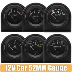 Medidor de temperatura de agua/temperatura de aceite/prensa de aceite/prensa de aceite/voltios/medidor de nivel de combustible negro de 52MM con soporte Pod para coche de gasolina 12V