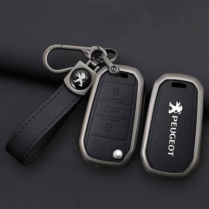Funda de cuero y zinc para llave Peugeot 208, 308, 408 y 508