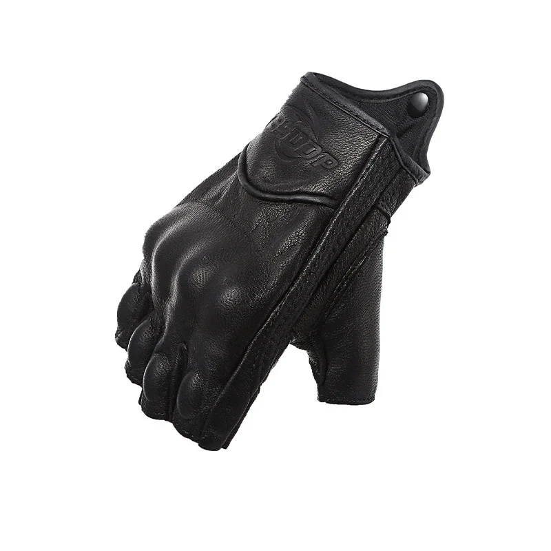 Guantes moto piel de oveja medio dedo transpirables para e-bike - imagen 3