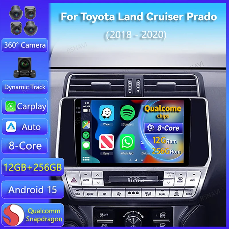 Radio Android 15 CarPlay DSP – Toyota Land Cruiser Prado 150 2018-2020