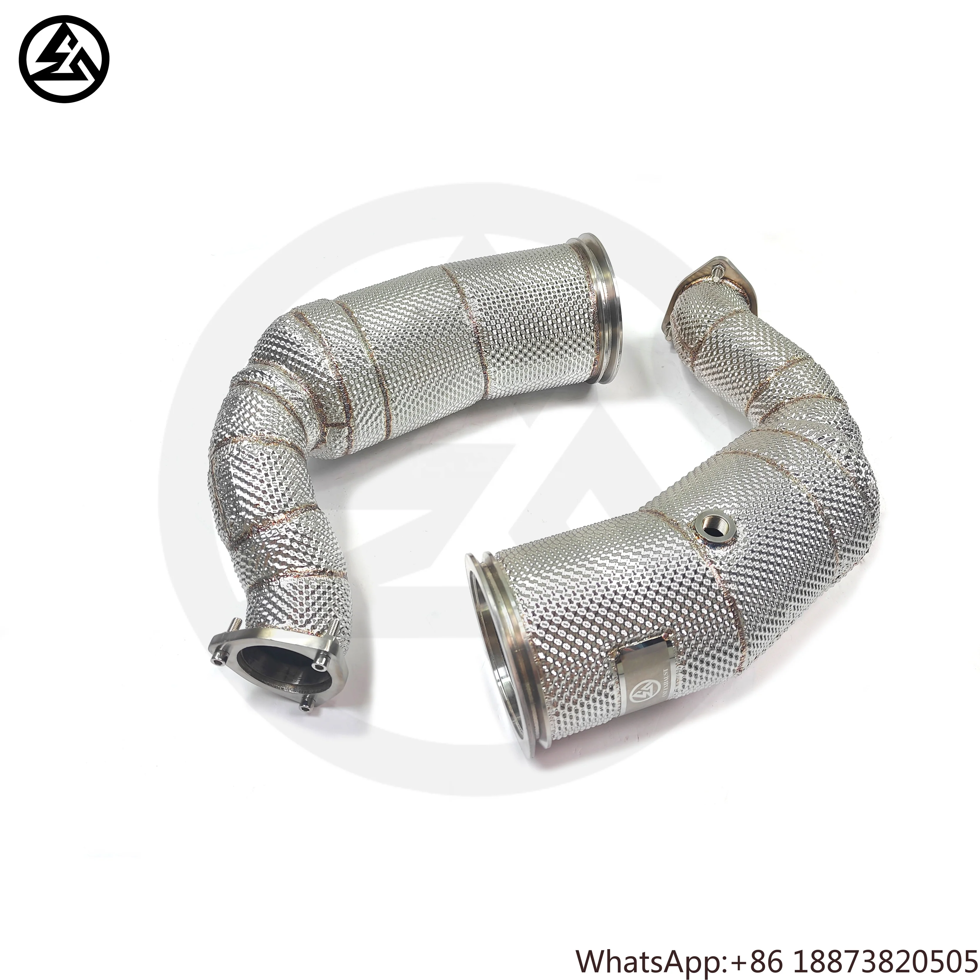 Escape bajante SS304 para Porsche Cayenne Turbo 4.0T con catalizador y protector térmico - imagen 2