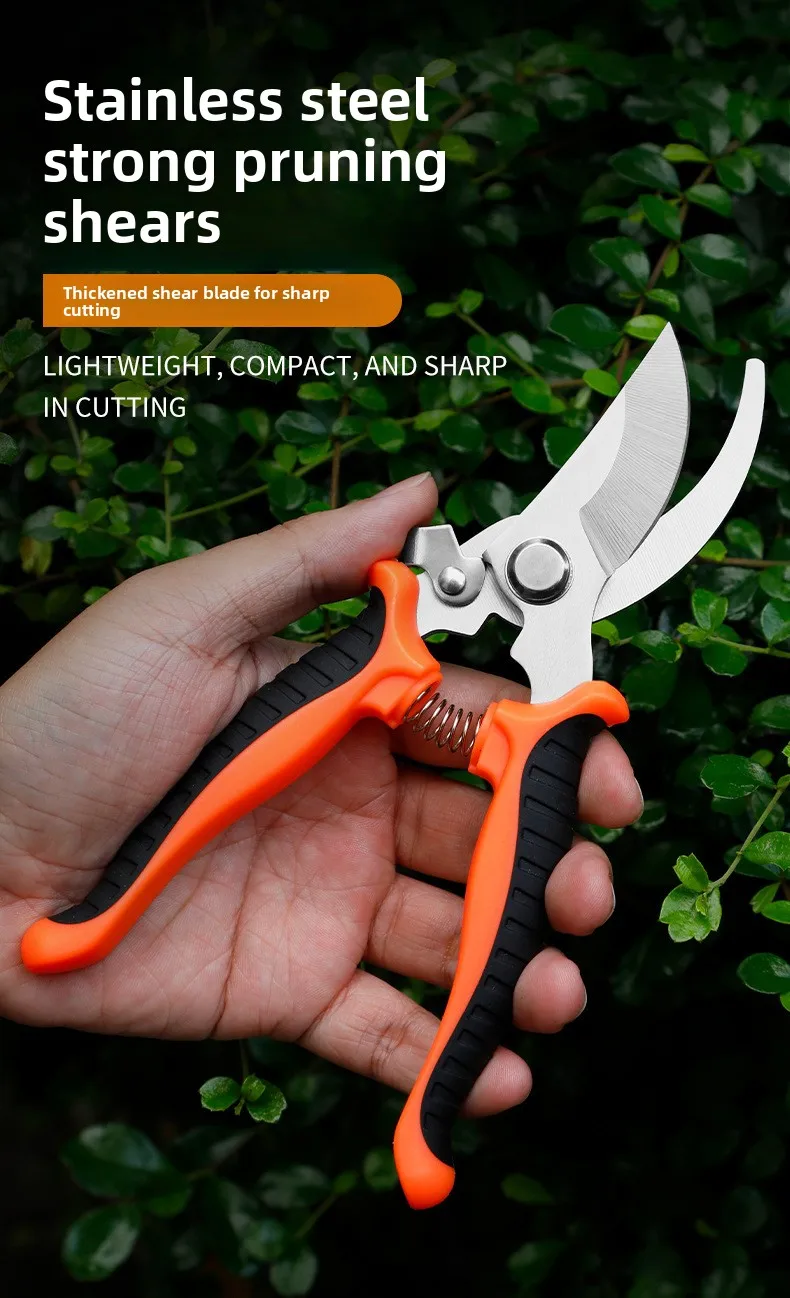 Tijeras de podar de acero inoxidable con mango ergonómico