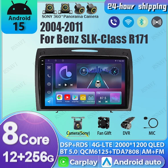 Autoradio Android 15 con CarPlay inalámbrico para Mercedes SLK R171