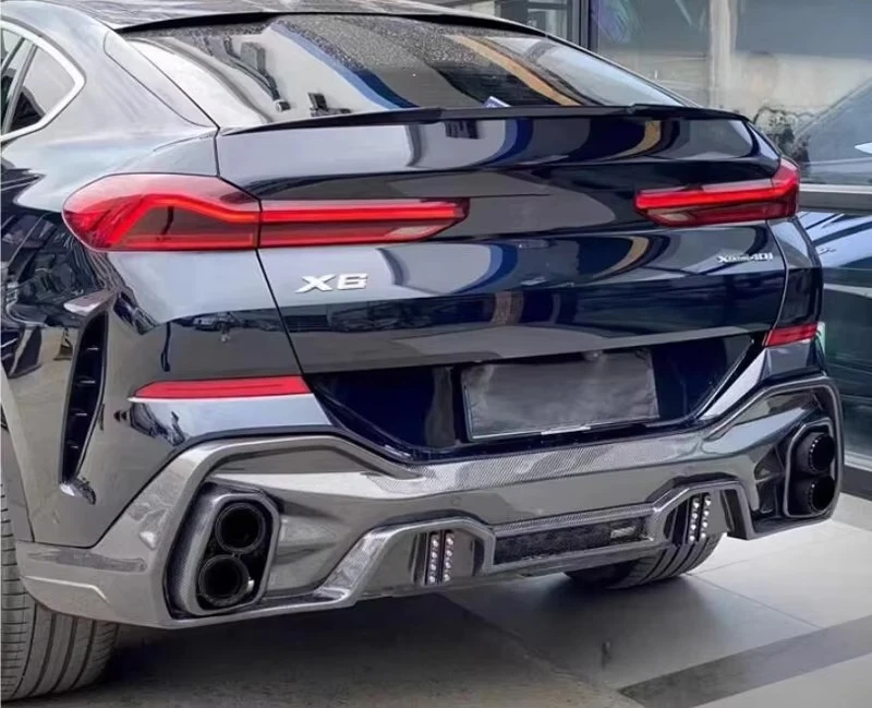 2019 X6 G06 M Sport LD estilo fibra de carbono labio difusor de parachoques trasero para BMW X6 G06 - imagen 3