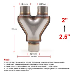 Tubo Y de escape 2,5'' con doble salida de 2'' inoxidable reversible