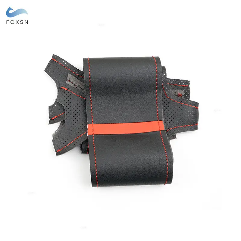 Trenzas en el volante interior del coche para Mercedes Benz Clase C W204 2007 2008 2009 2010 2011 cubierta de cuero de microfibra embellecedora barra roja - imagen 2