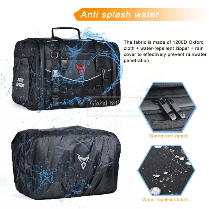 Bolsa trasera extensible e impermeable para moto, reflectante - imagen 2