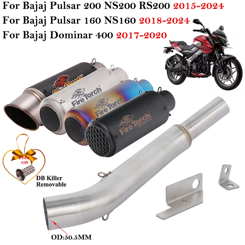 Escape con silenciador para Bajaj NS160, NS200, RS200 y Dominar 400