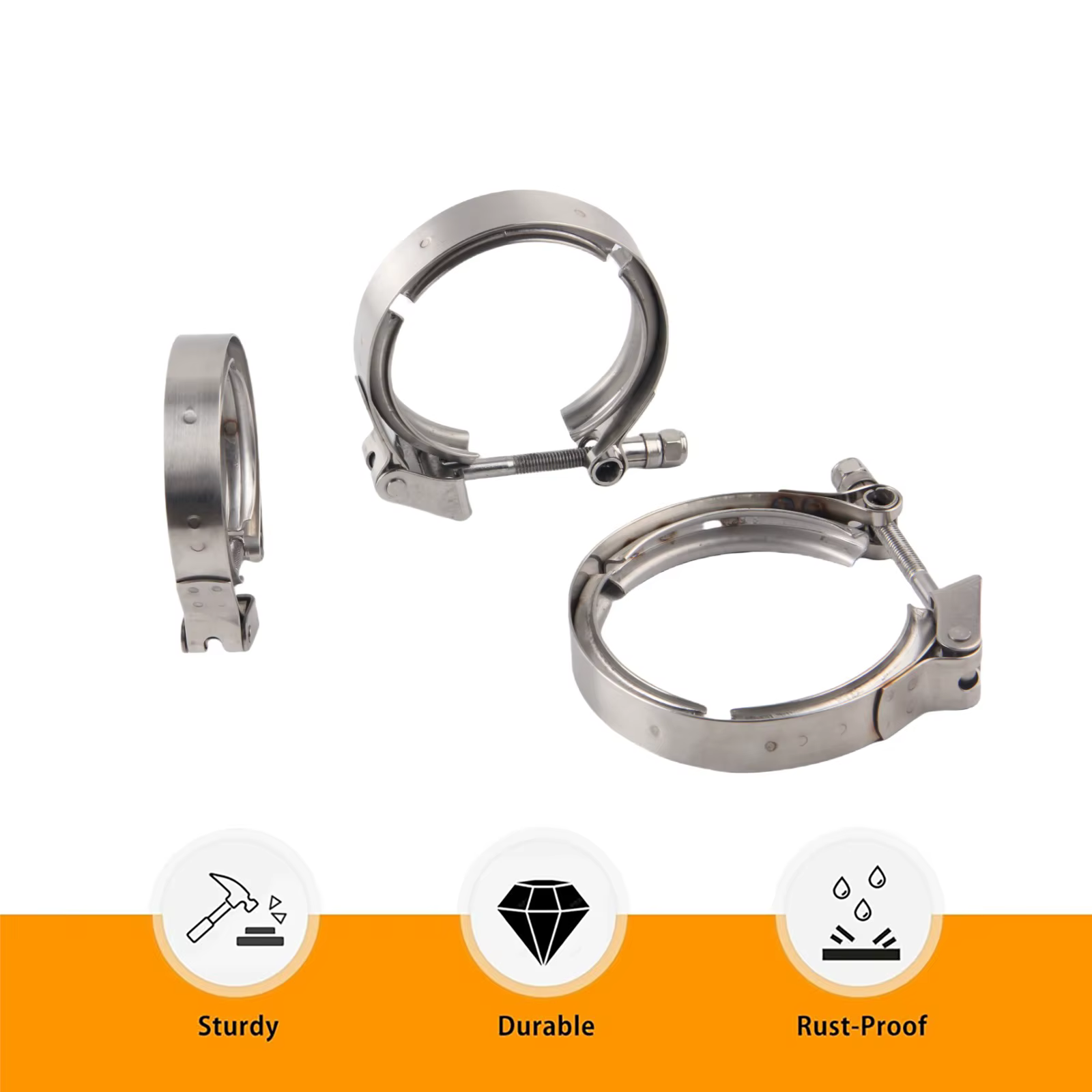 Abrazadera de banda en V rápida para escape turbo, inox 304 - imagen 5
