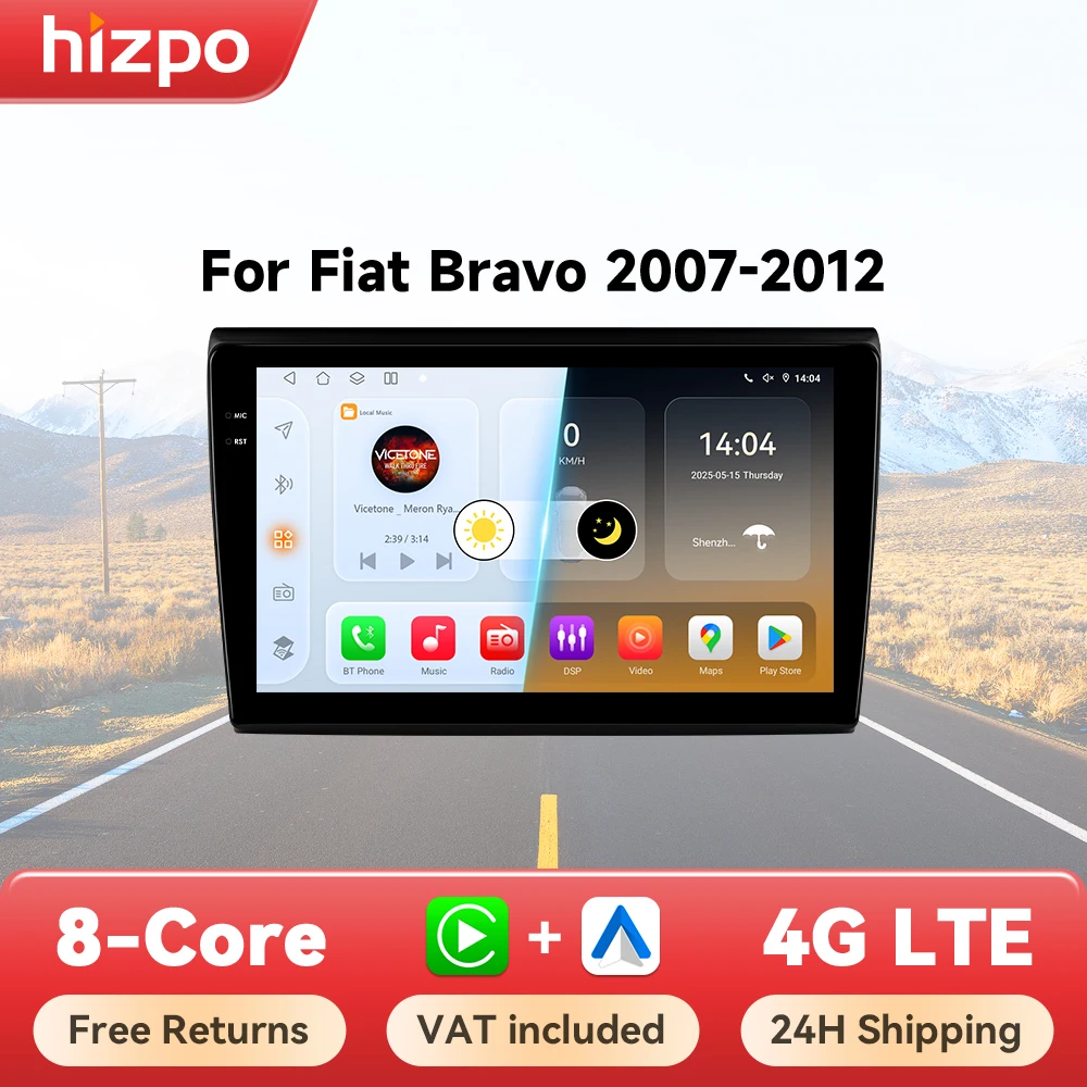 Hizpo Radio 2 DIN con GPS para Fiat Bravo 2007-2012