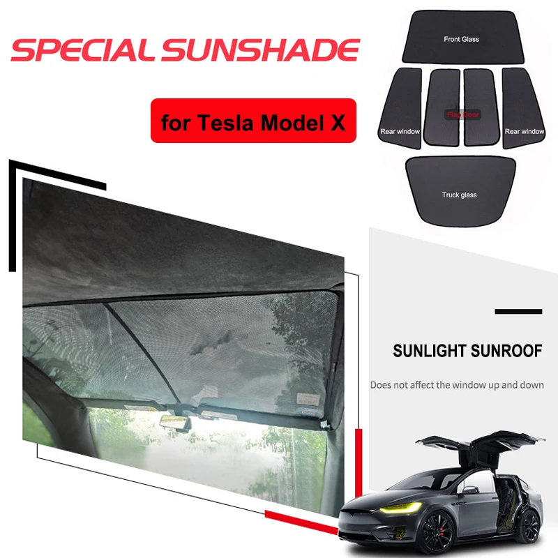 Parasol de malla para techo cristal Tesla Model X delantero y trasero