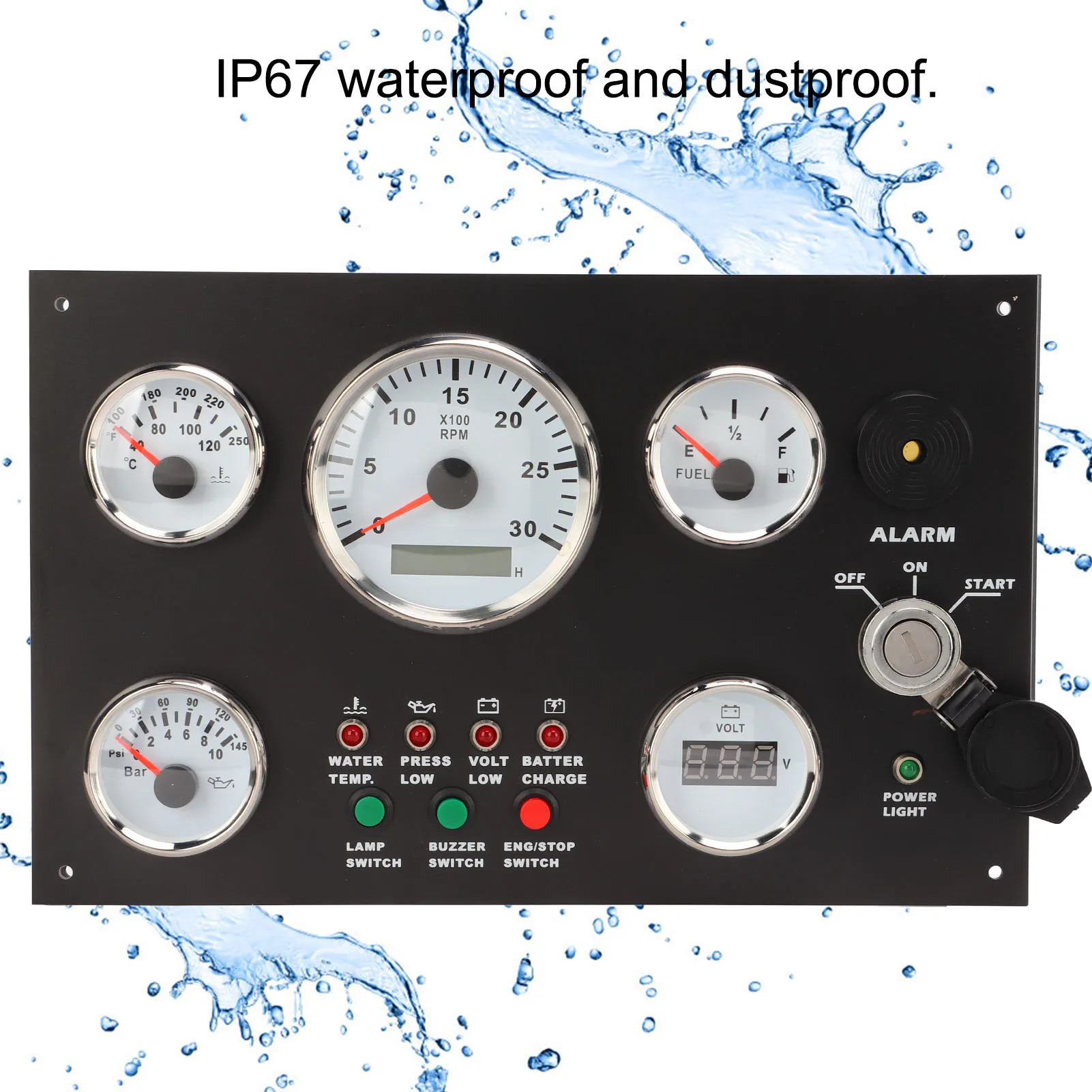Panel instrumentos para barco con voltímetro y presión combustible - imagen 4