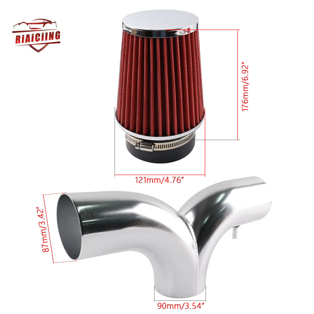Kit de admisión doble frontal de aluminio rojo para Corvette C5 5.7 V8 - imagen 2