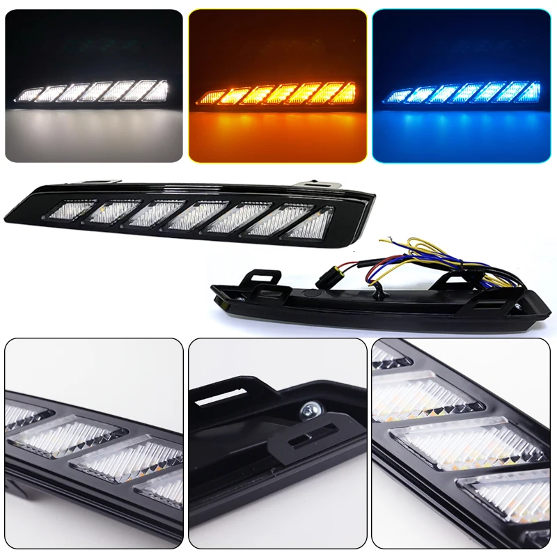 Luz de circulación diurna Led DRL para coche Geely Atlas PRO 2019 2020 2021, luz diurna con lámpara de señal de giro amarilla y modo nocturno azul - imagen 3
