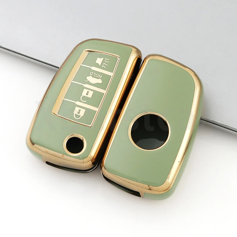 4 botones TPU Auto Shell Fob borde dorado funda para llave de coche para Nissan Qashqai x-trail T32 Rogue Juke F15 J11 Murano Maxima Altima - imagen 5