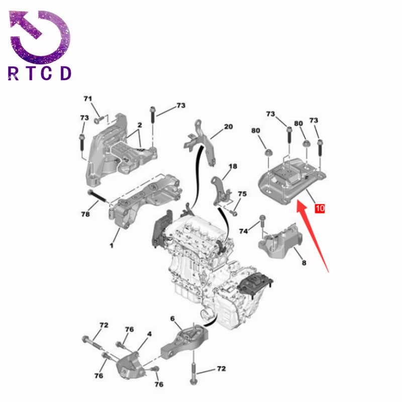 Soporte elástico izquierdo para motor compatible con Peugeot y Citroën