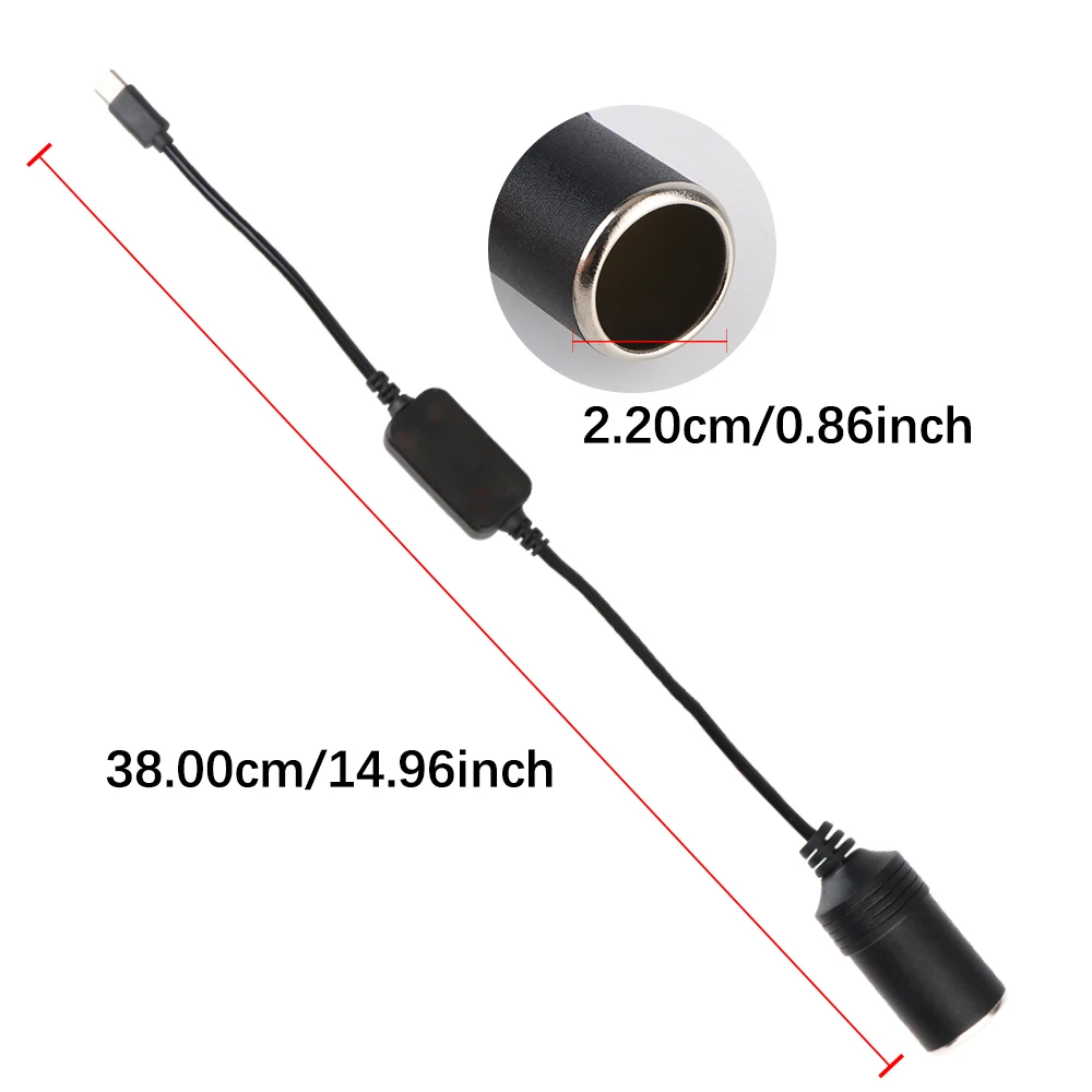 Convertidor USB-C de 5 V a 12 V con toma de mechero para coche - imagen 2