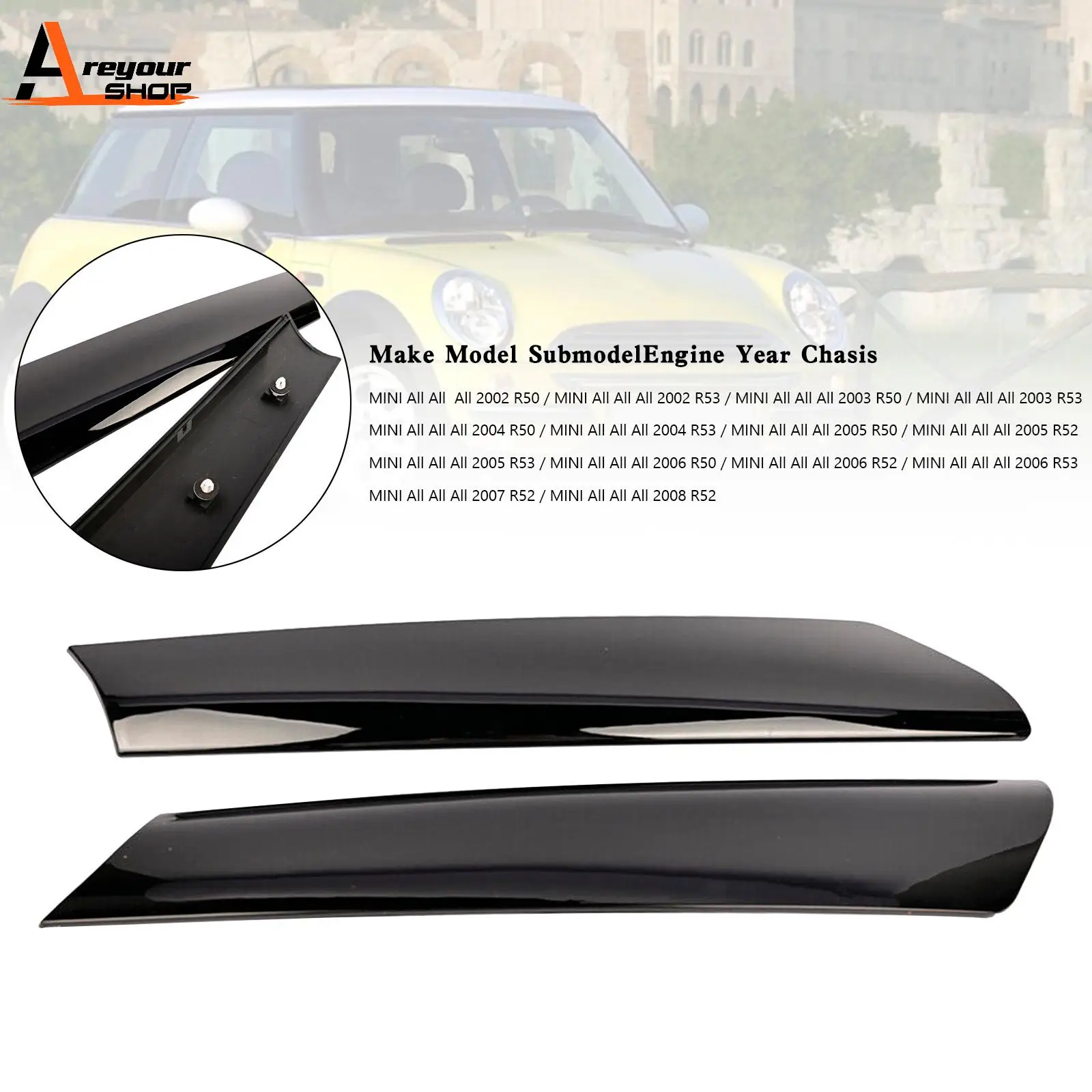 Embellecedor poste parabrisas Areyourshop para Mini Cooper R50-R53