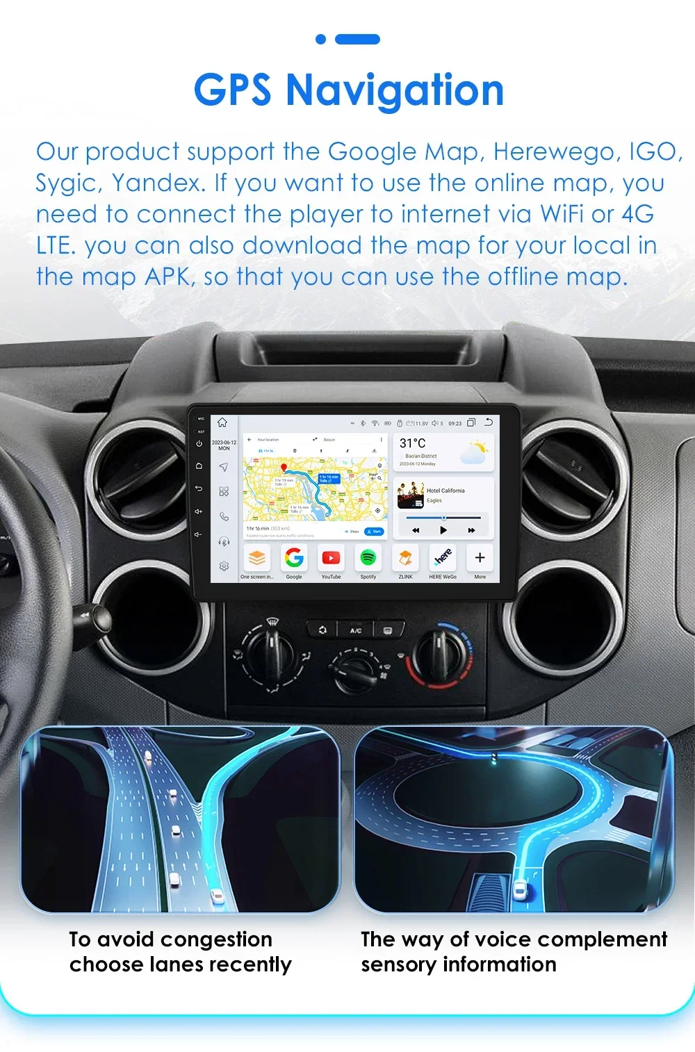 Autoradio Android 13 Citroen Berlingo Peugeot Partner - imagen 4