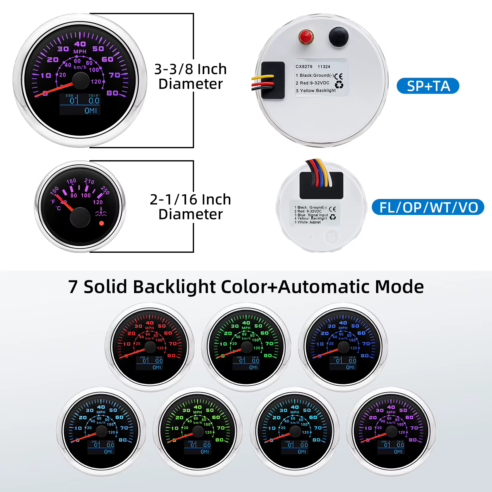 Kit de relojes marinos con velocímetro GPS y tacómetro - imagen 2