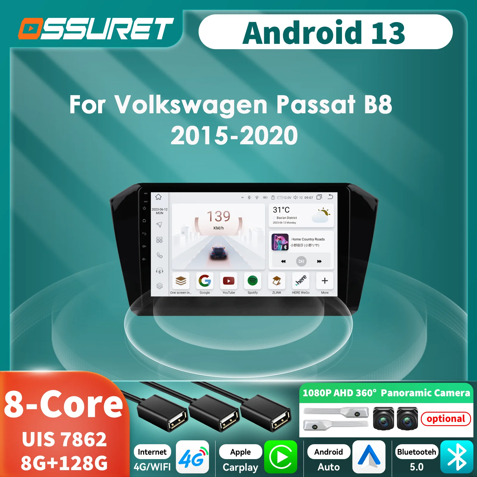 Radio Android con CarPlay para Volkswagen Passat B8 2015-2020 - imagen 2