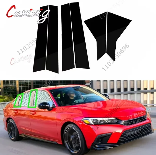 Postes de pilar pulidos adhesivos Honda Civic Sedan 2022-2023