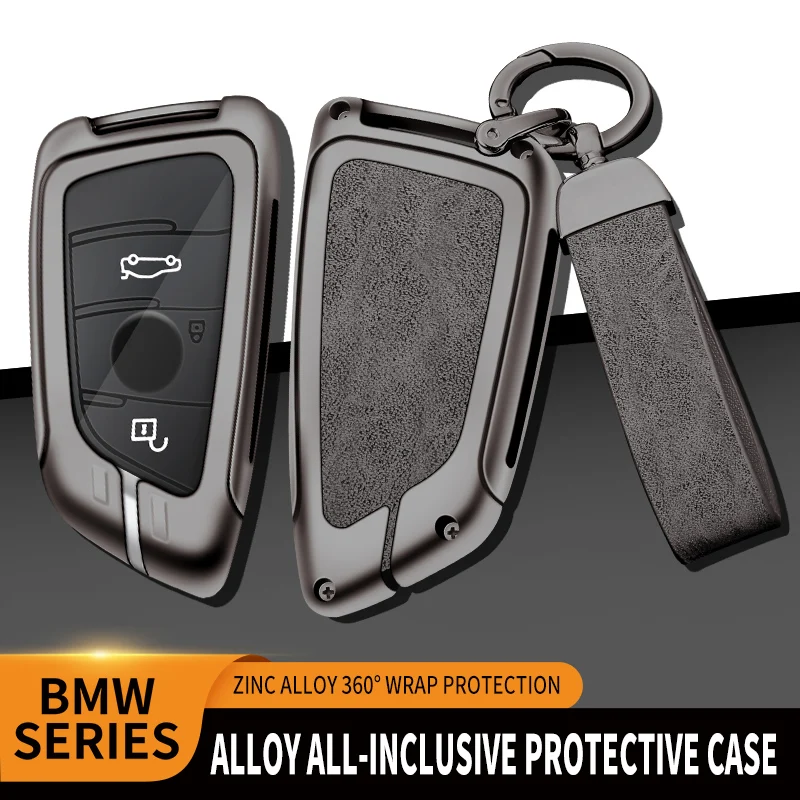 Funda de Metal y Cuero Fibra de Carbono para Llave BMW Series 1-7 y X1-X7 - imagen 2