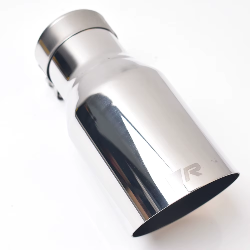 304 SUS Universal de acero inoxidable brida brillante R tubo de escape silenciador punta corte con ángulo accesorio de modificación de coche
