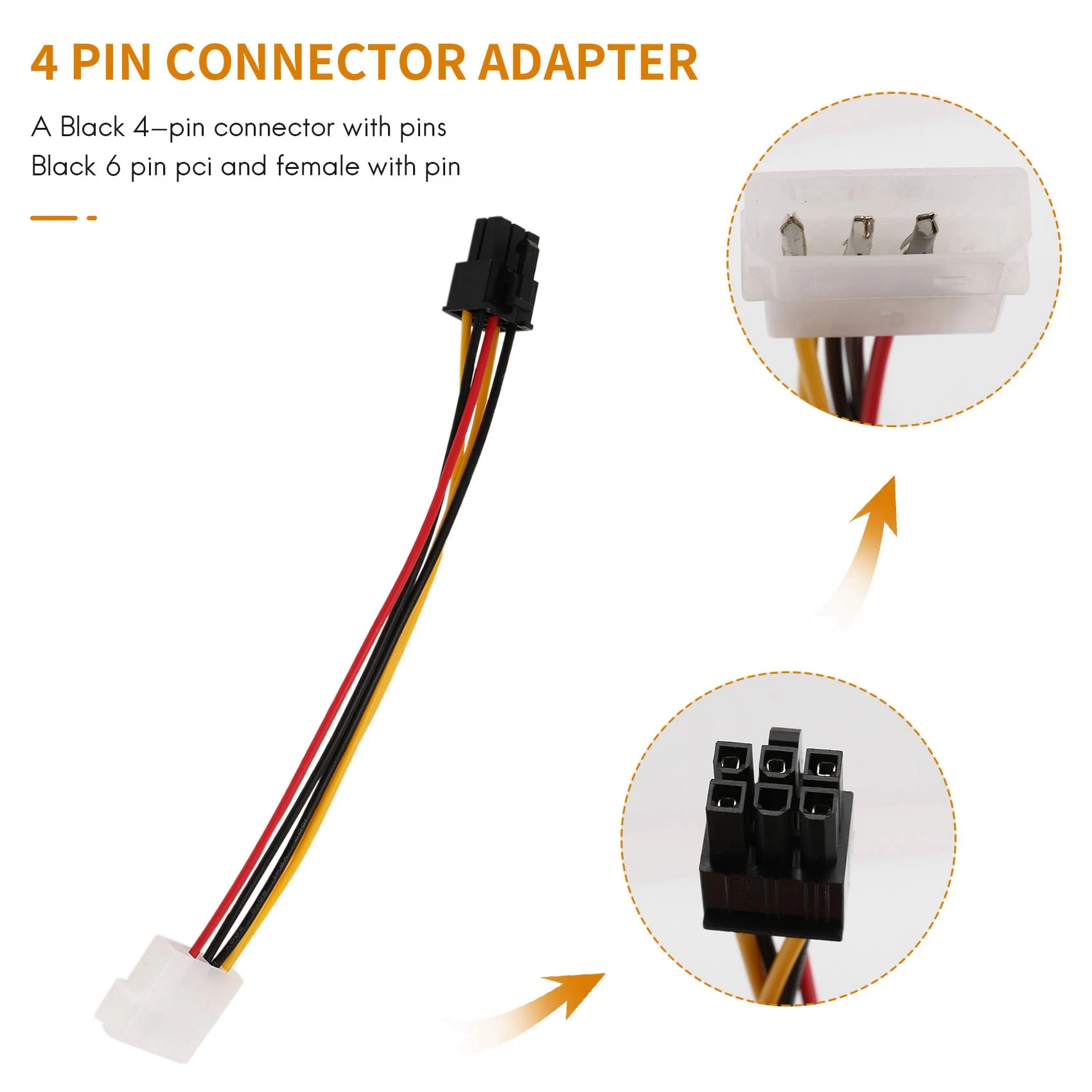 Cable de alimentación PCIe macho 4P a hembra 6P para adaptador - imagen 3