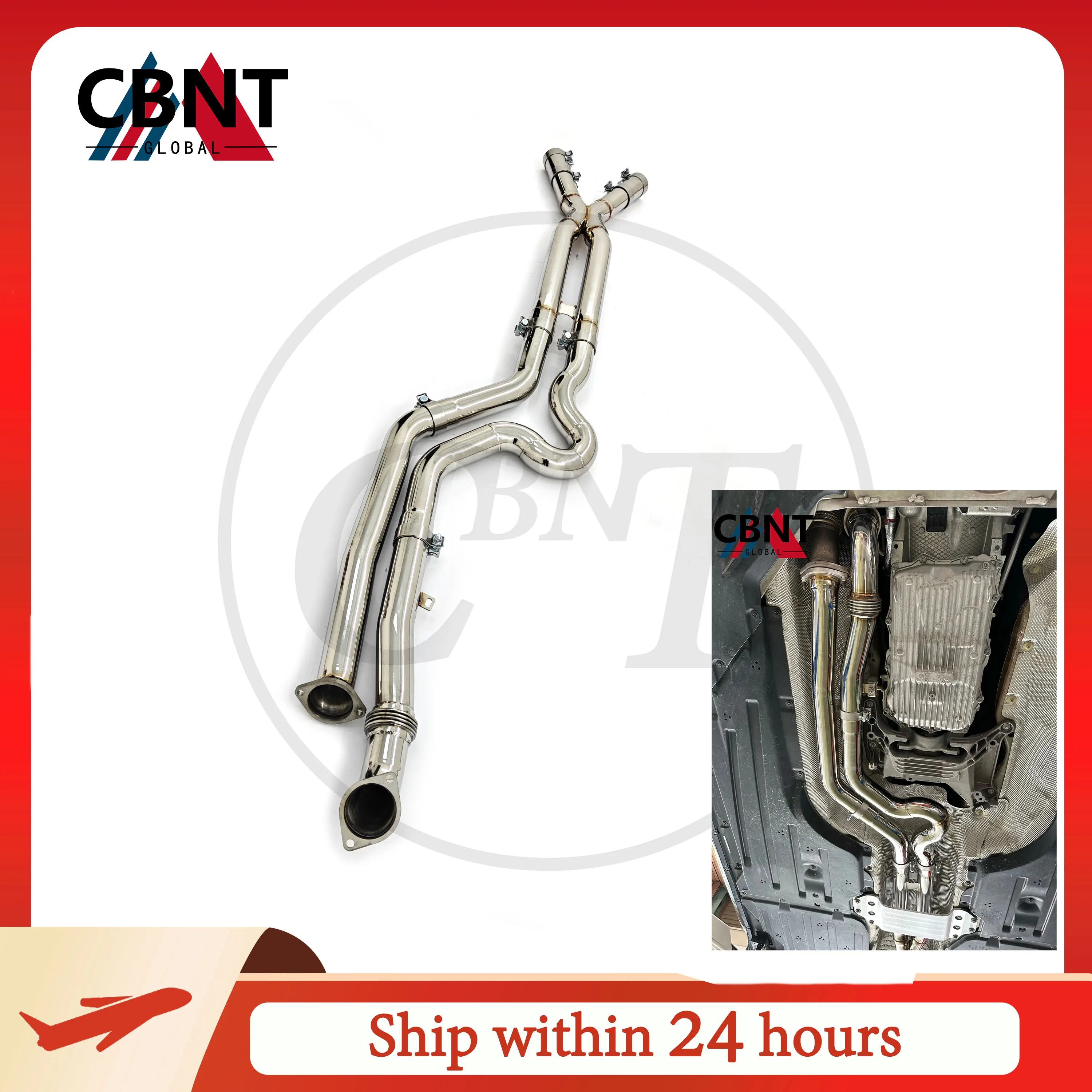 Tubo intermedio CBNT con resonador para BMW M3 M4 G80 G82 S58 3.0