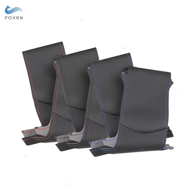 Cubierta trenzada a mano para volante de coche, embellecedor de cuero perforado para Hyundai Santa Fe 2013-2018 Grand ix45 2013-2016 - imagen 2