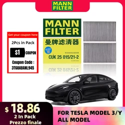 Filtro cabina MANN CUK25015 con carbón activado – Tesla Model 3 Y
