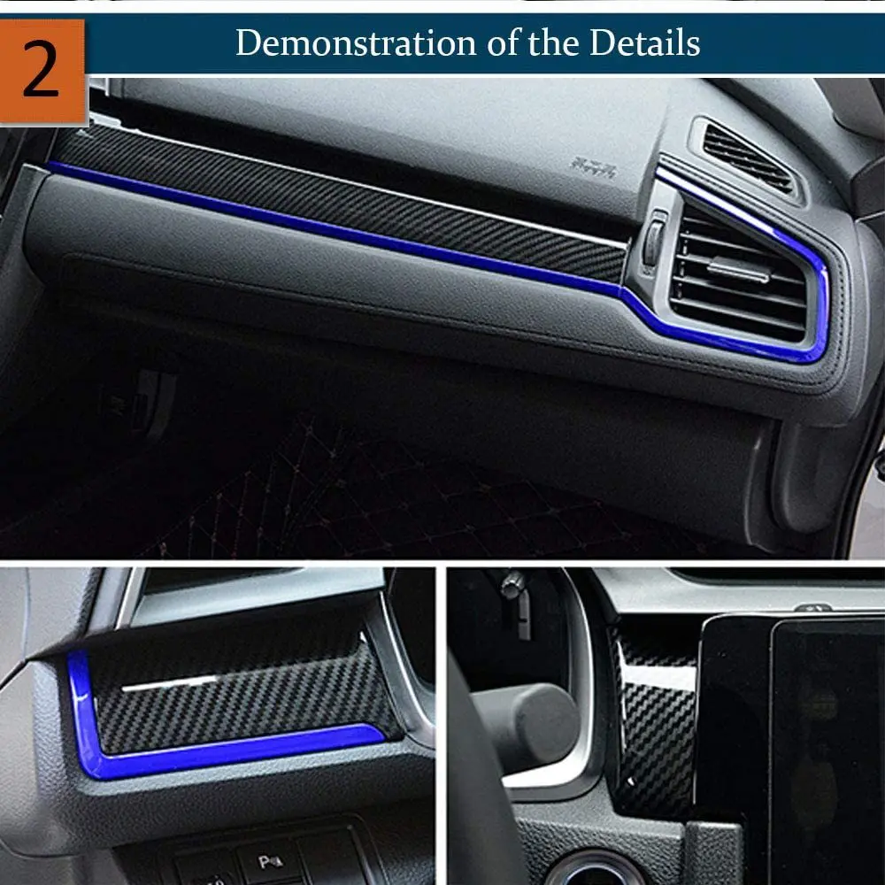 Consola central fibra de carbono para Honda Civic 2016-2020 - imagen 5