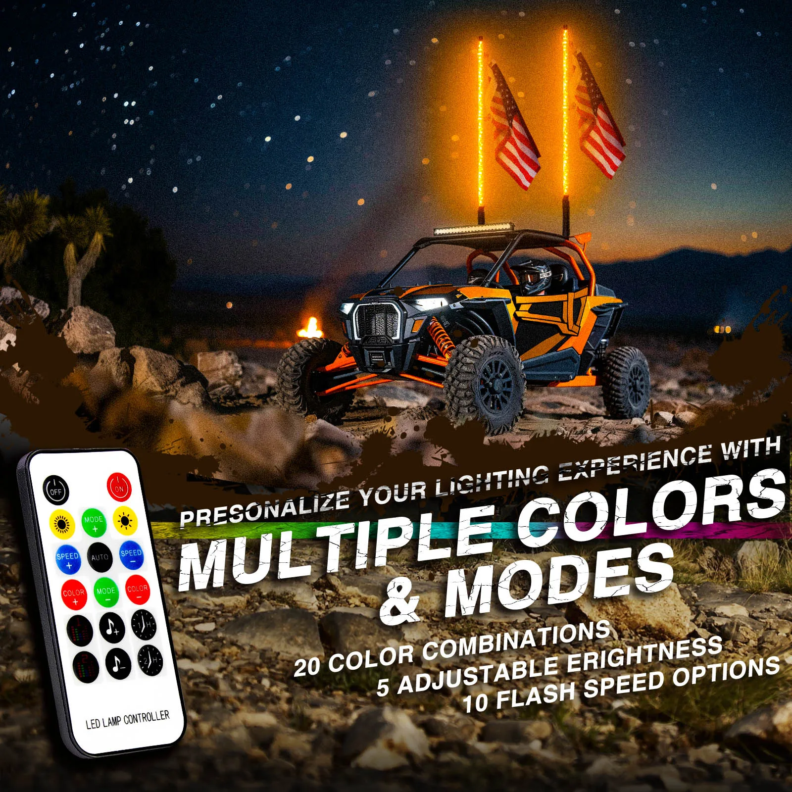 Luz LED látigo RGB Polaris RZR 800-1000 XP Can-Am Maverick X3 - imagen 2