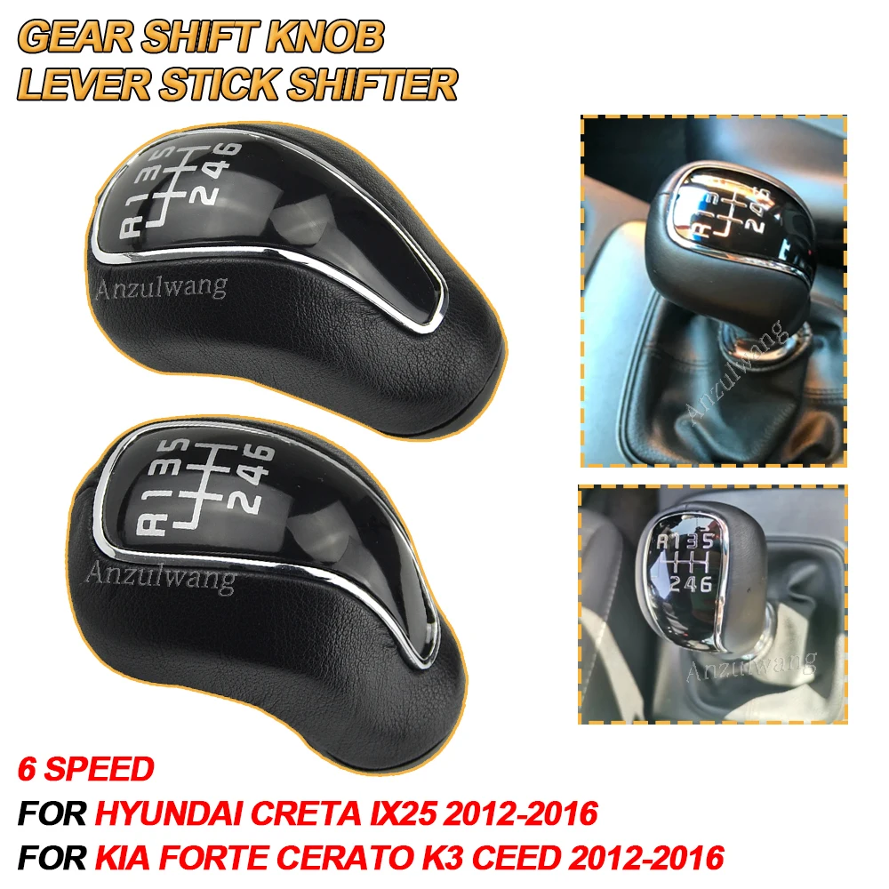 Perilla palanca cambios cuero 6v Hyundai Creta IX25 Kia K3 2012-2016