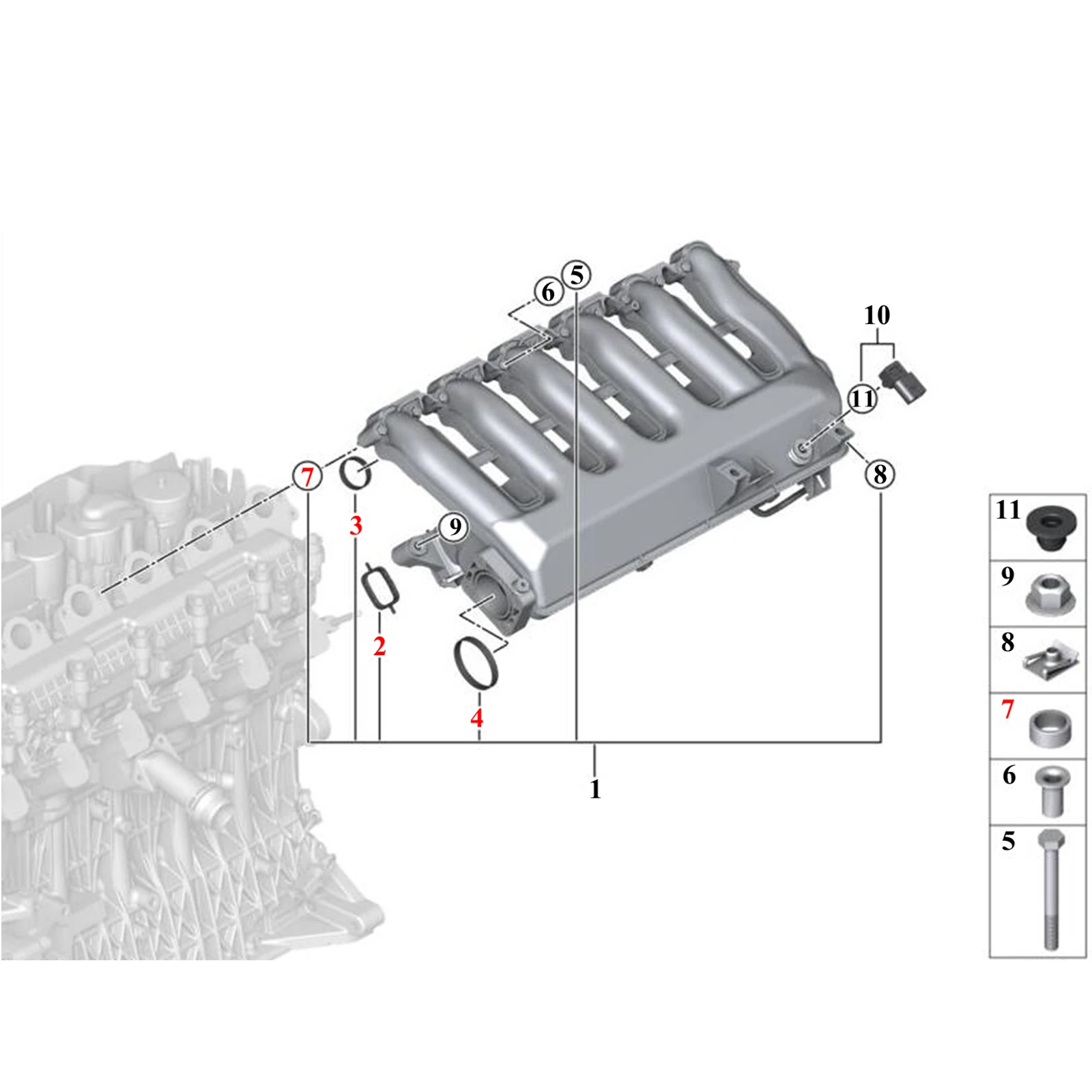 Kit de juntas del colector de admisión BMW X3/X5 3.0d M57/M57N - imagen 4