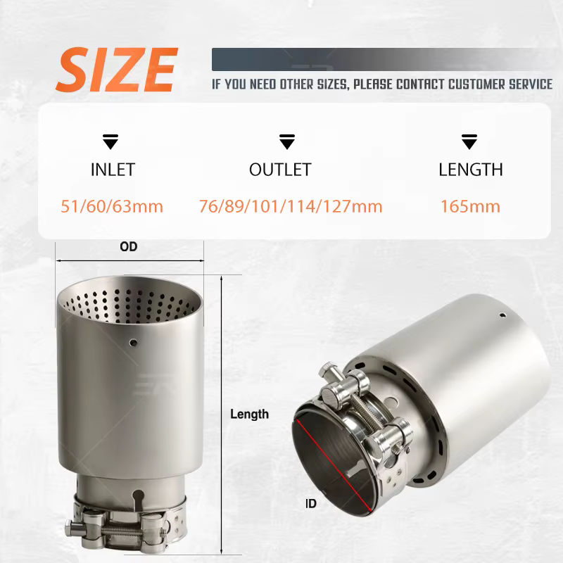 Silenciador escape universal acero inox mate boquilla 89-101mm - imagen 2