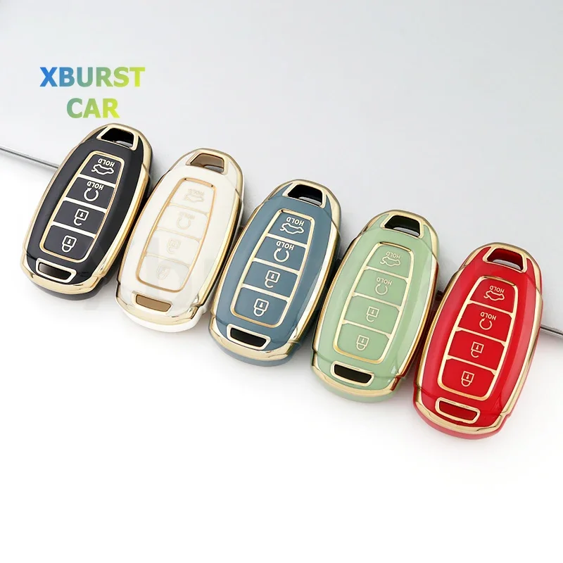 4 botones para Hyundai Kona Elantra GT Encino Solaris Azera Grandeur Accent Santa Fe Palisade suave TPU funda para llave remota de coche