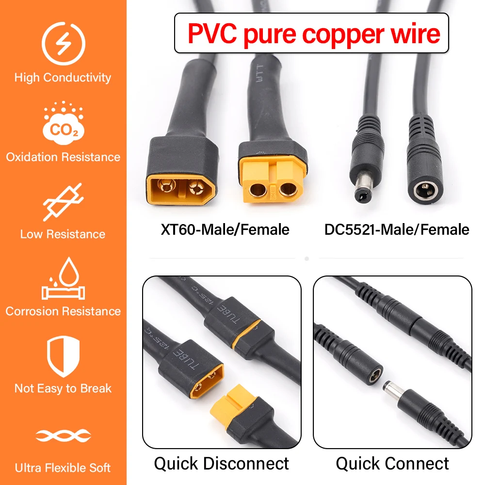 Conector XT60 macho hembra con cable de silicona para batería - imagen 4