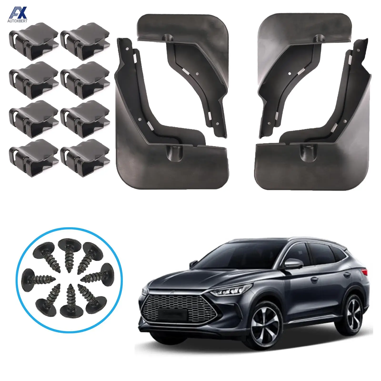 Protectores guardabarros BYD Song Plus 2020-2022 plástico negro