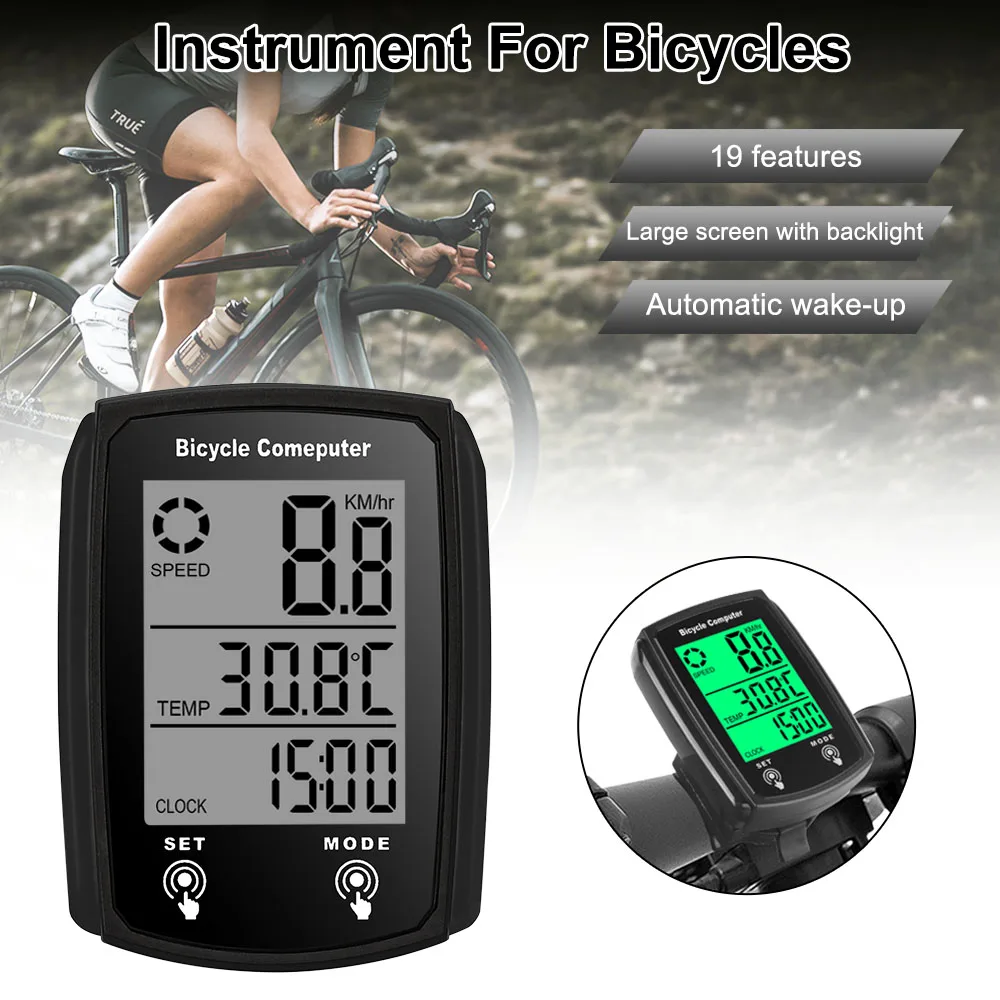 Velocímetro bicicleta LCD impermeable con cable y retroiluminación - imagen 3